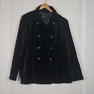 Vintage Leslie Fay Black Velvet Peacoat Jacket